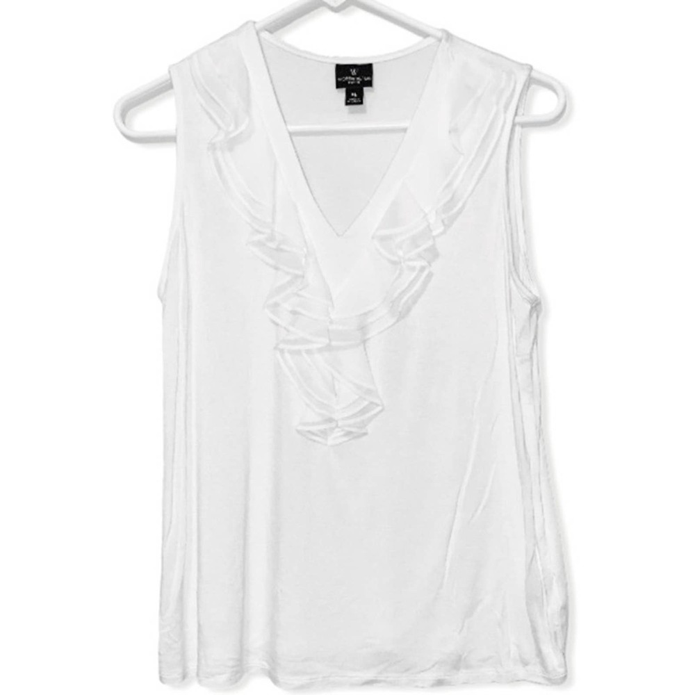 Worthington Sleeveless V-Neck w/ Ruffle Collar